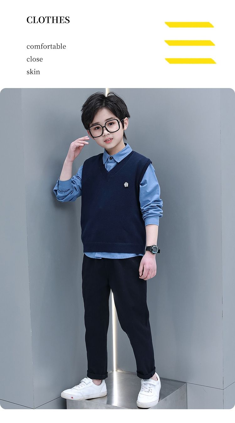 A Boys Autumn Children's Academy Set Three-piece Set (6-12 years old)
