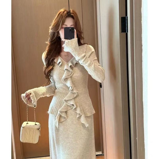 P Knitted Skirt Two-piece Set