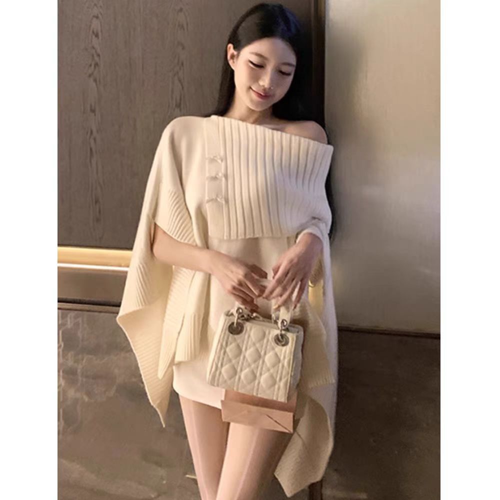 P cape knitted jacket