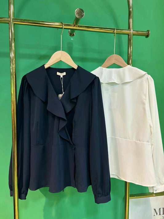 B2-m1 Spring and Autumn New Lotus Leaf Chiffon Shirt - Mixbatch