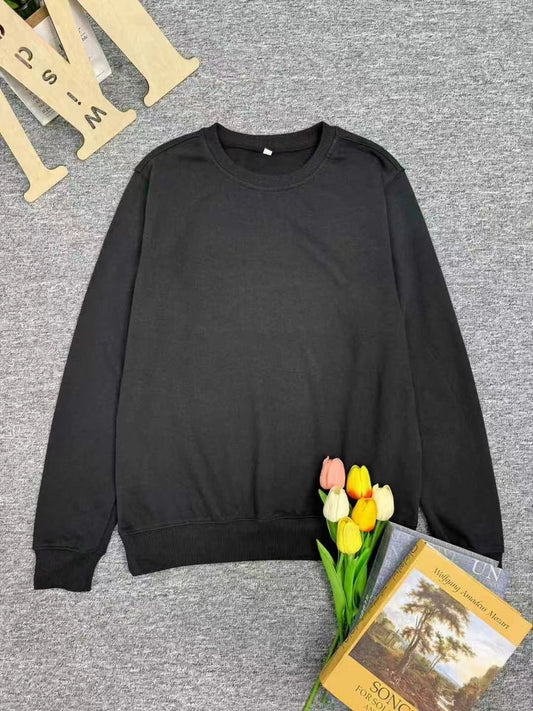 B2-m2 Spring and Autumn Solid Color Cotton Crew Neck Sweater - Mixbatch