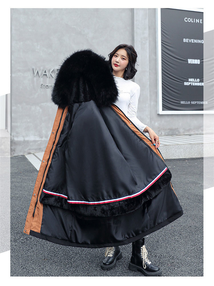 Dh-001Women's warm fur collar coat, detachable, suitable for winter spring Random collar colour - Mixbatch
