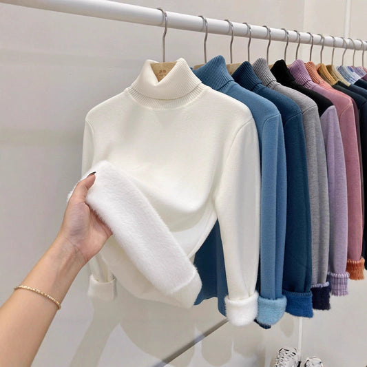 A integrated fleece turtleneck sweater women's fleece thickened