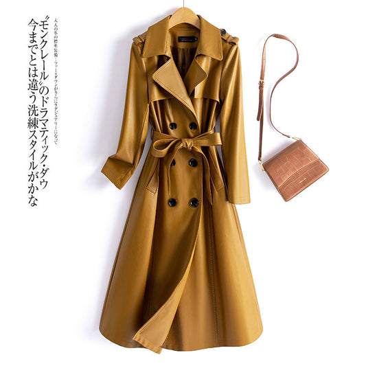 A PU leather jacket long