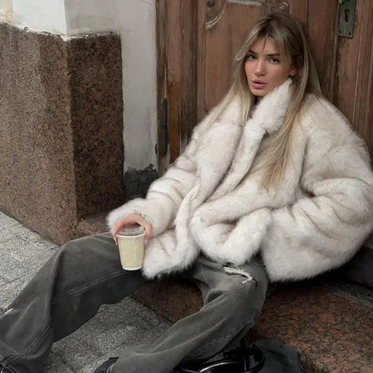 A faux fur coat