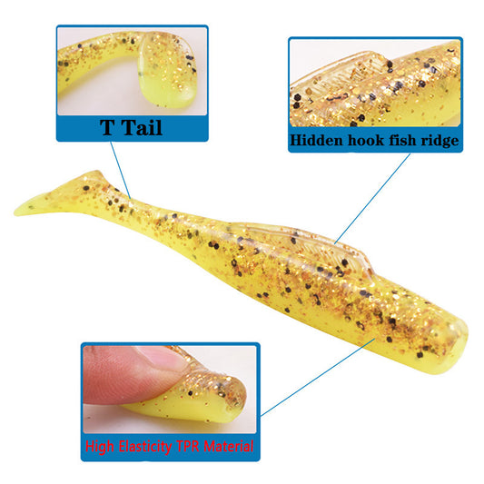 A TPR floating T-tail soft bait Luya simulation fake bait