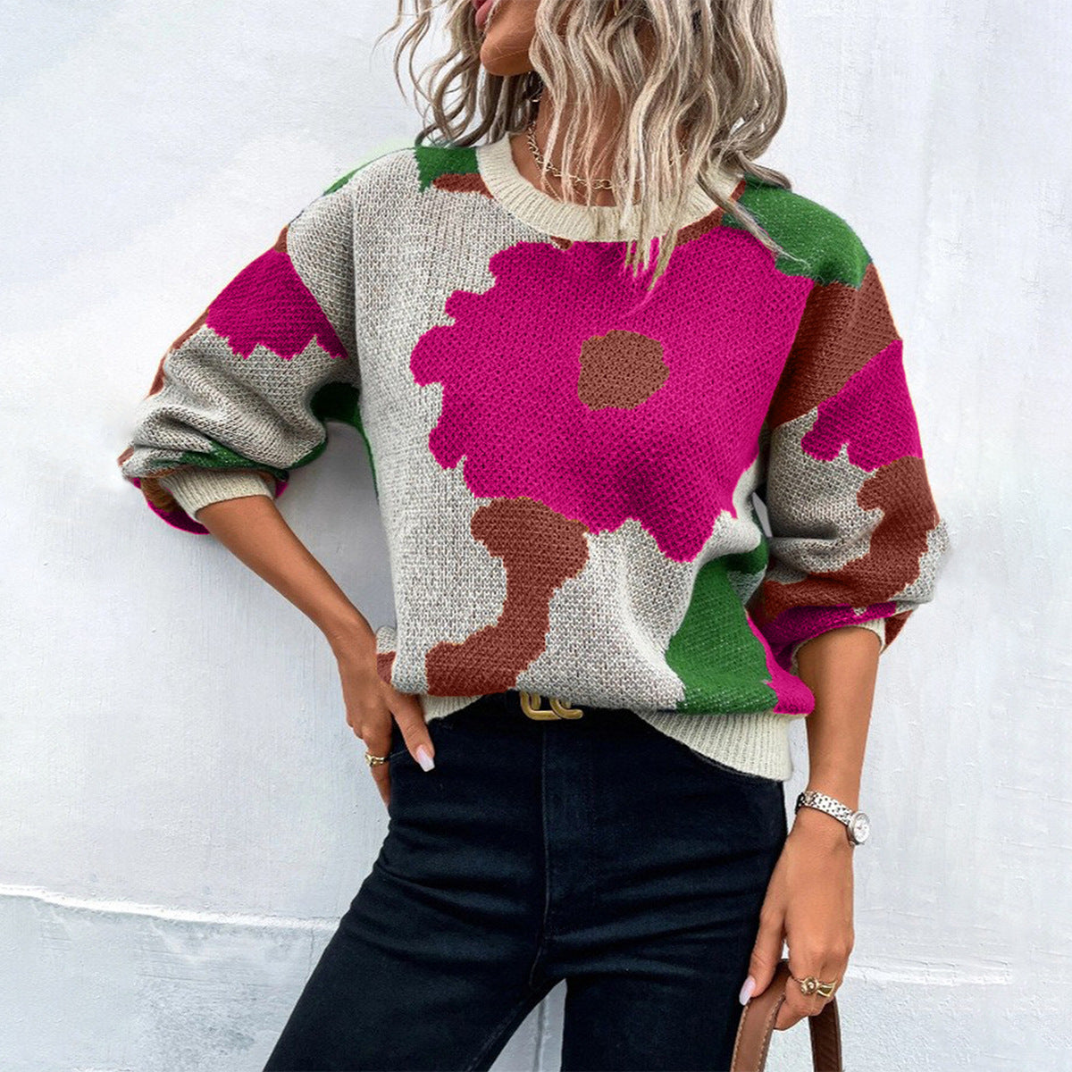 A Women's Long Sleeve Knitted Sweater