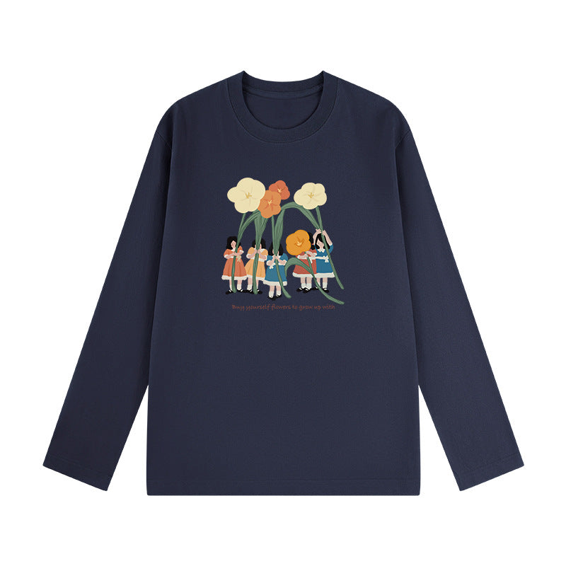 A cotton printed long-sleeved top