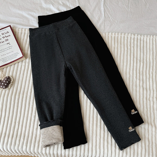 A pair of children's pure cotton double-layer thickened leggings