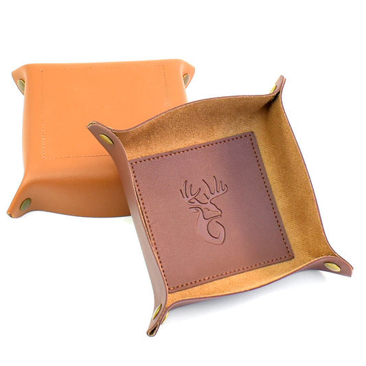 A leather storage tray