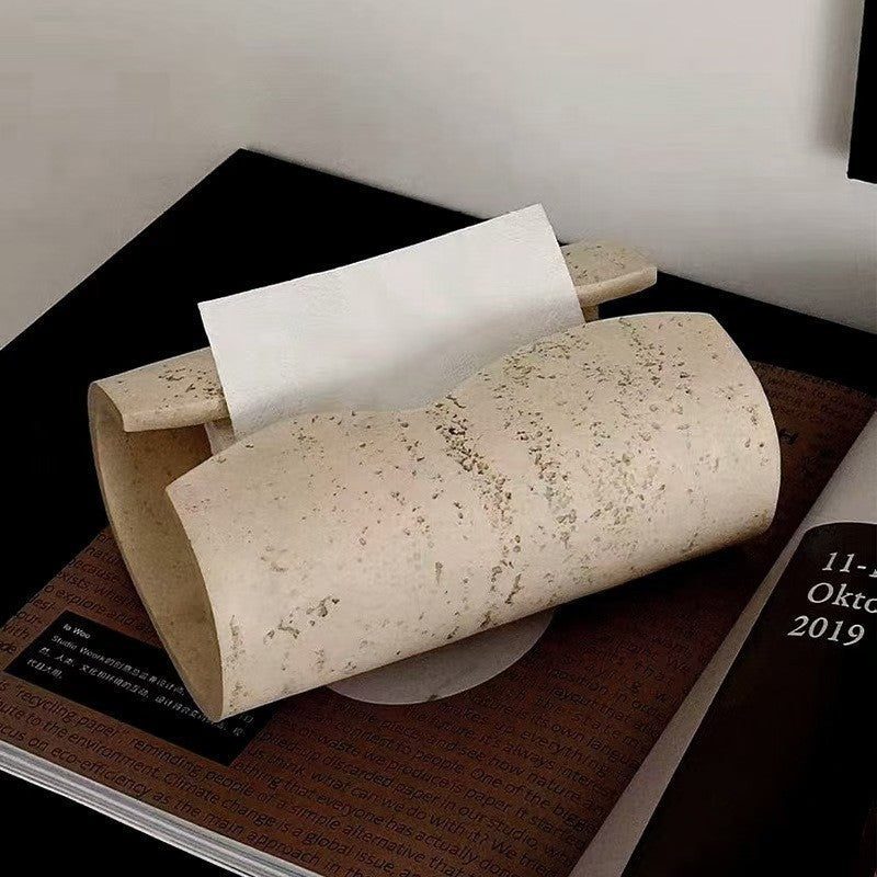 A tissue box, living room coffee table, high-end light luxury desktop ornament, medieval creative model room, resin pumping carton