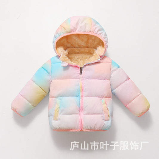 A children's down cotton-padded clothes, winter clothes, down boys and girls, small and medium-sized children's clothing, thick hat-off jacket, children's cotton-padded jacket
