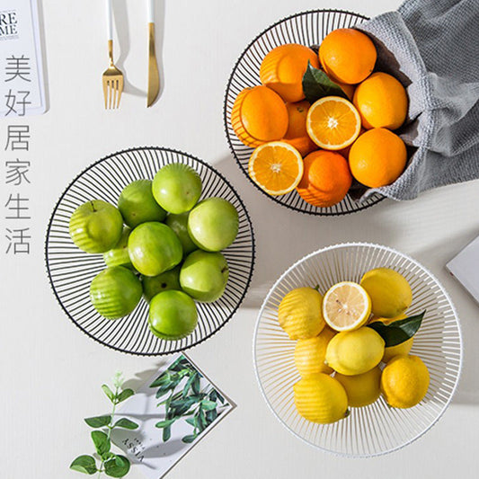 A wrought iron snack pot fruit plate storage