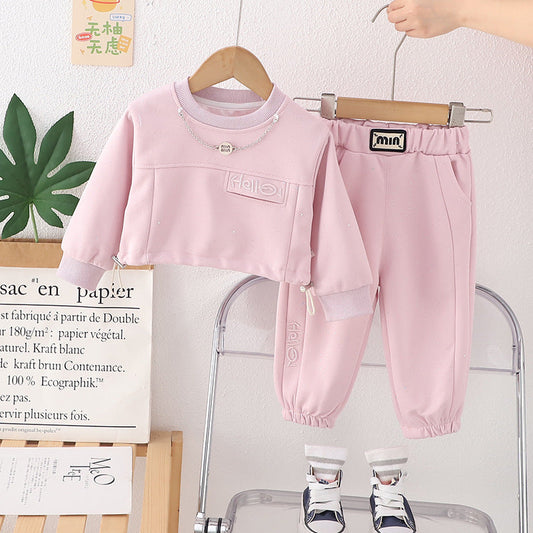 A Baby Clothes Spring Girls' Foreign Style Sequins Set Two-piece Set