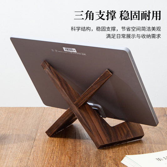 A solid wood book iPad holder