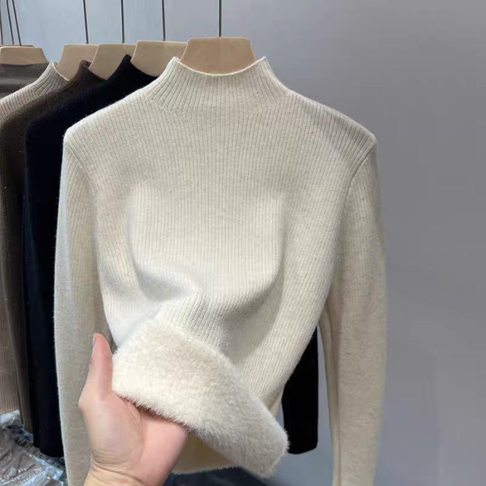 A bright silk semi-turtleneck thickened thermal bottoming shirt