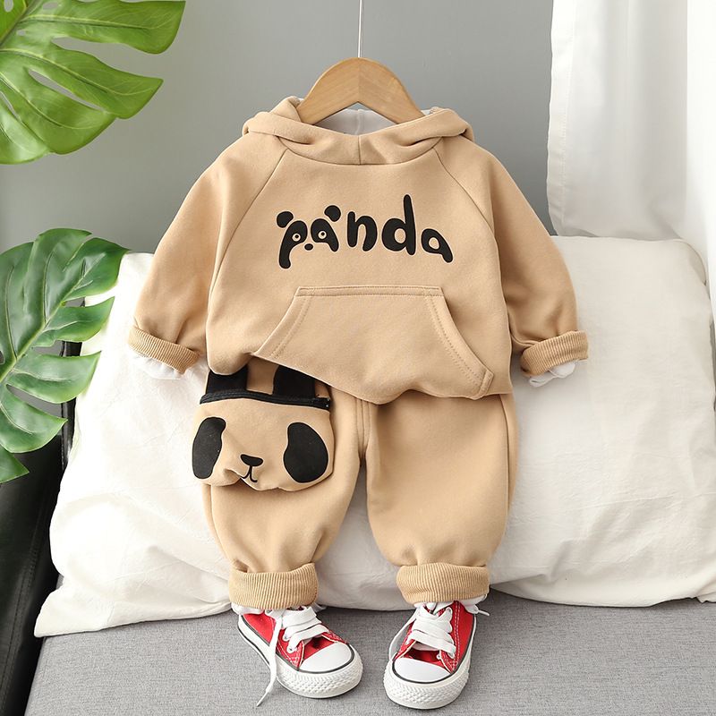 P 1-5 year old baby hooded cartoon sweater two-piece set