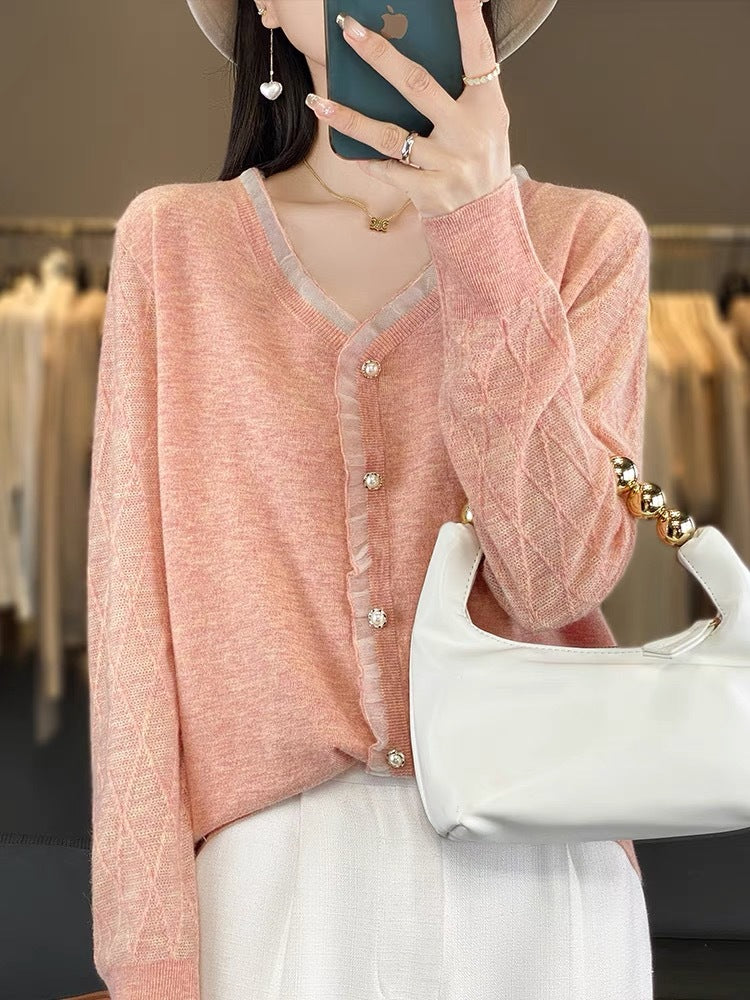 V Collared Lace Blouse