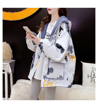 Fleece-Lined Thickened Two-Way Lamb Wool Cardigan Coat for Women