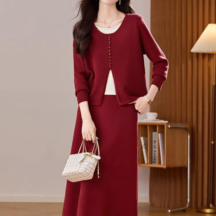 Knitted Top and Skirt Set