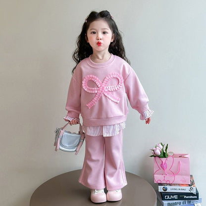 P new children's spring and autumn clothing Korean version of foreign style fashionable baby spring leisure two-piece set