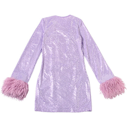 V Collar Long Sleeve Dress