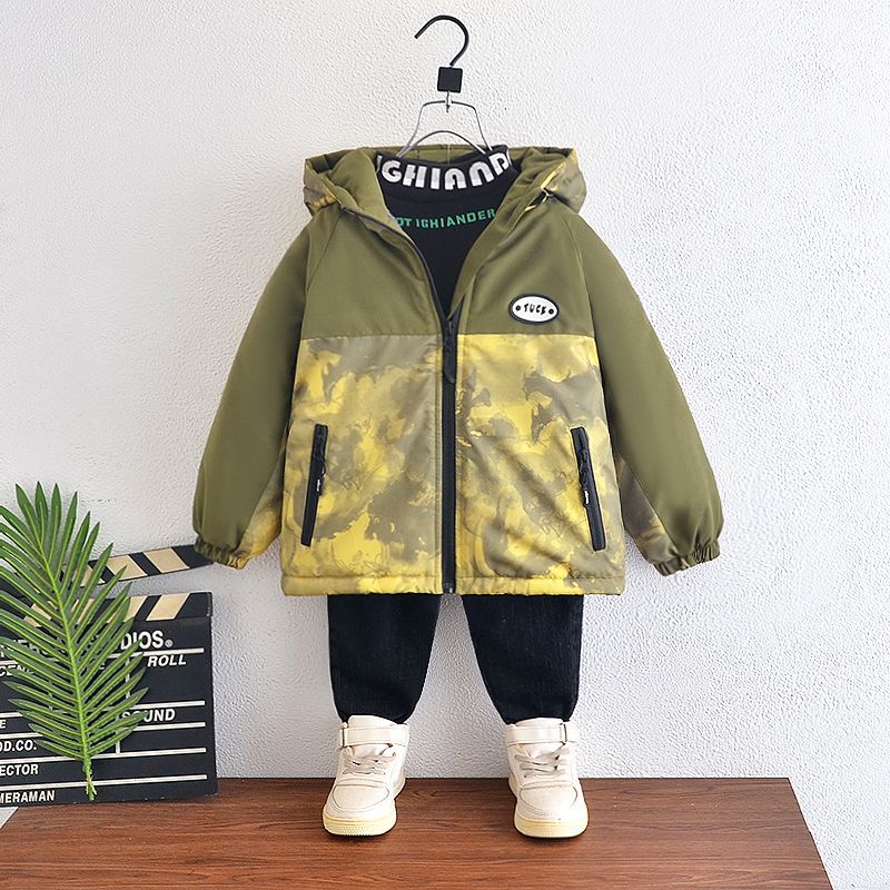 P 4 Fleece Thickened Jacket Medium and Older Boys Pie Overcome Winter