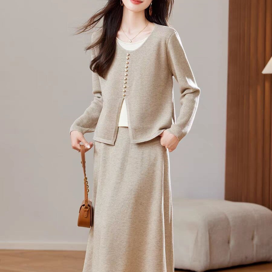 Knitted Top and Skirt Set