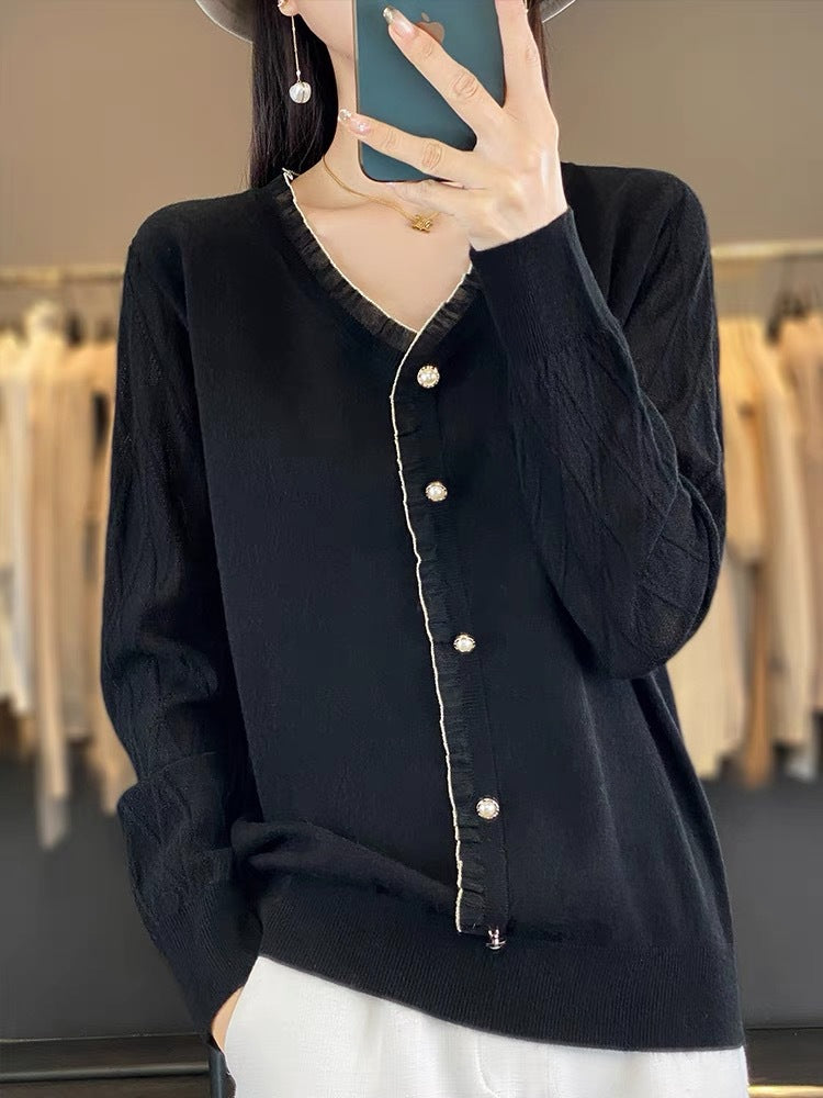 V Collared Lace Blouse