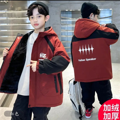 P new medium and large children's thickened trench coat jacket cotton clothes children's winter clothes