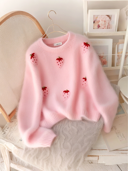 P Wear a loose pink lazy style premium pullover in winter