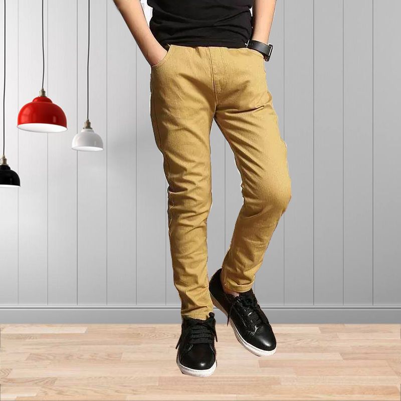 B3-M35  children's pants  95% cotton elastic wear-resistant elastic slim straight trousers 4-16 years old - Mixbatch