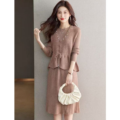 P vest knitted dress two-piece set