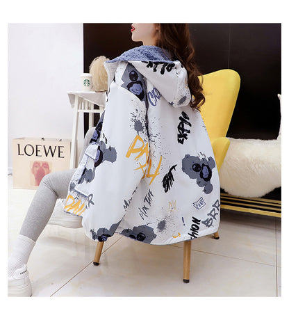 Fleece-Lined Thickened Two-Way Lamb Wool Cardigan Coat for Women