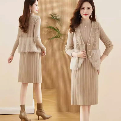 P knitted dress two-piece set