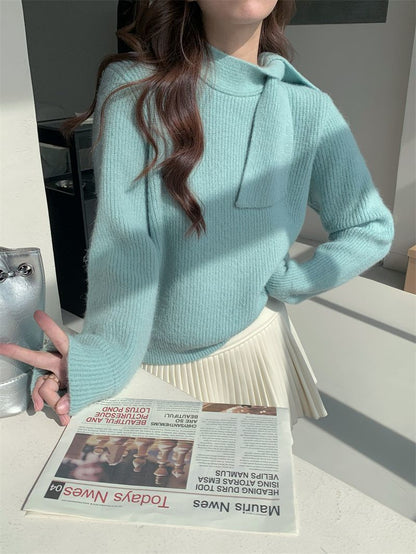 P crew neck knit sweater