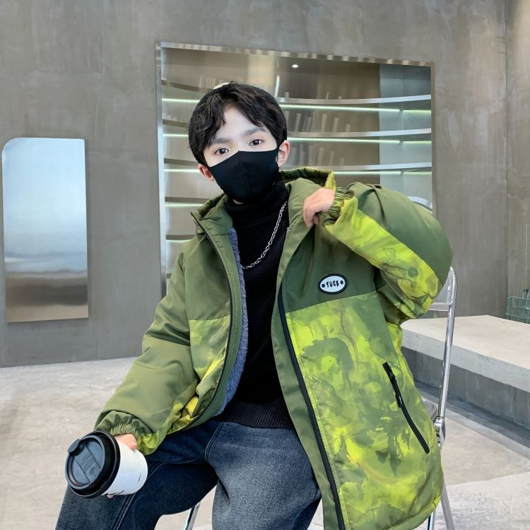 P 4 Fleece Thickened Jacket Medium and Older Boys Pie Overcome Winter