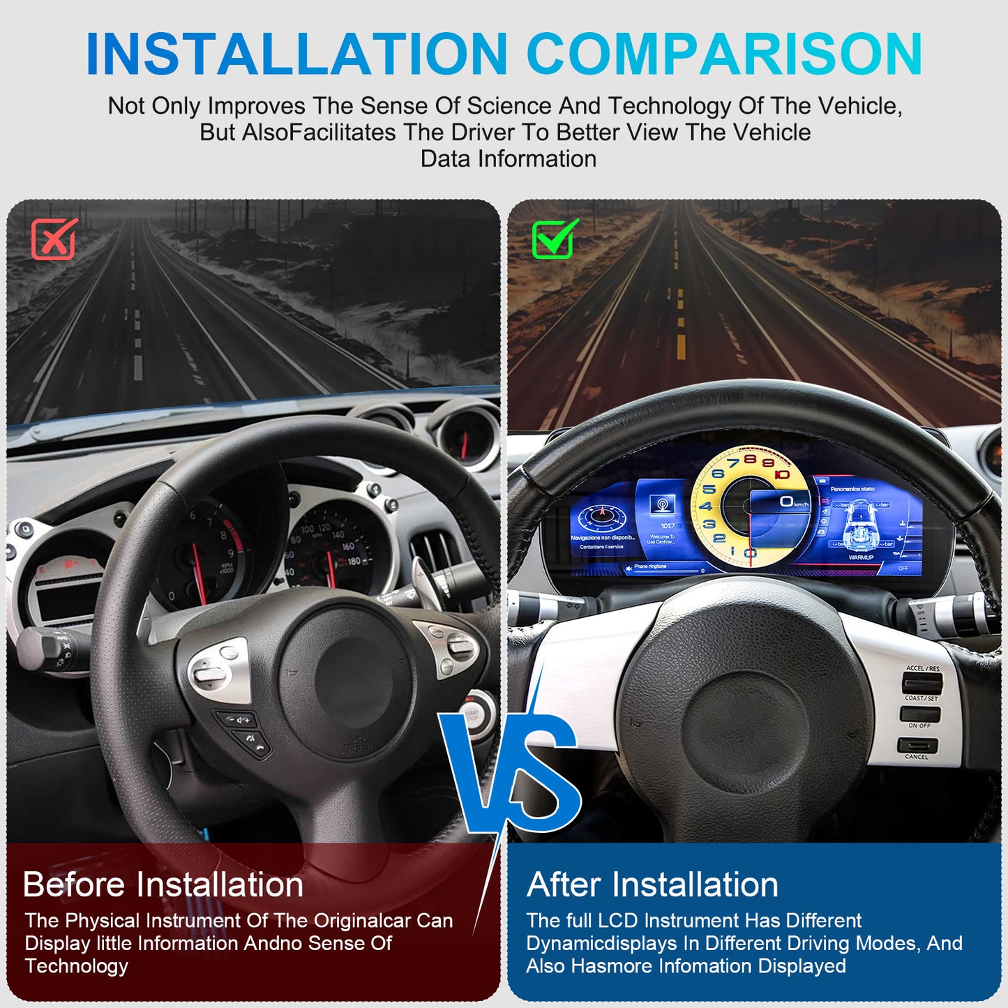 Suitable for Nissan350Z 03-09LCD Dashboard12.3Inch LCD Display Cockpit Upgrade