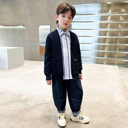 A Boys Autumn Children's Academy Set Three-piece Set (6-12 years old)