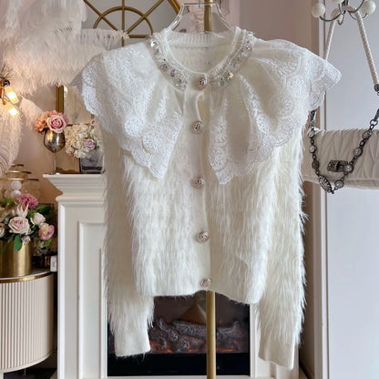 P Diamond Lace Sweater