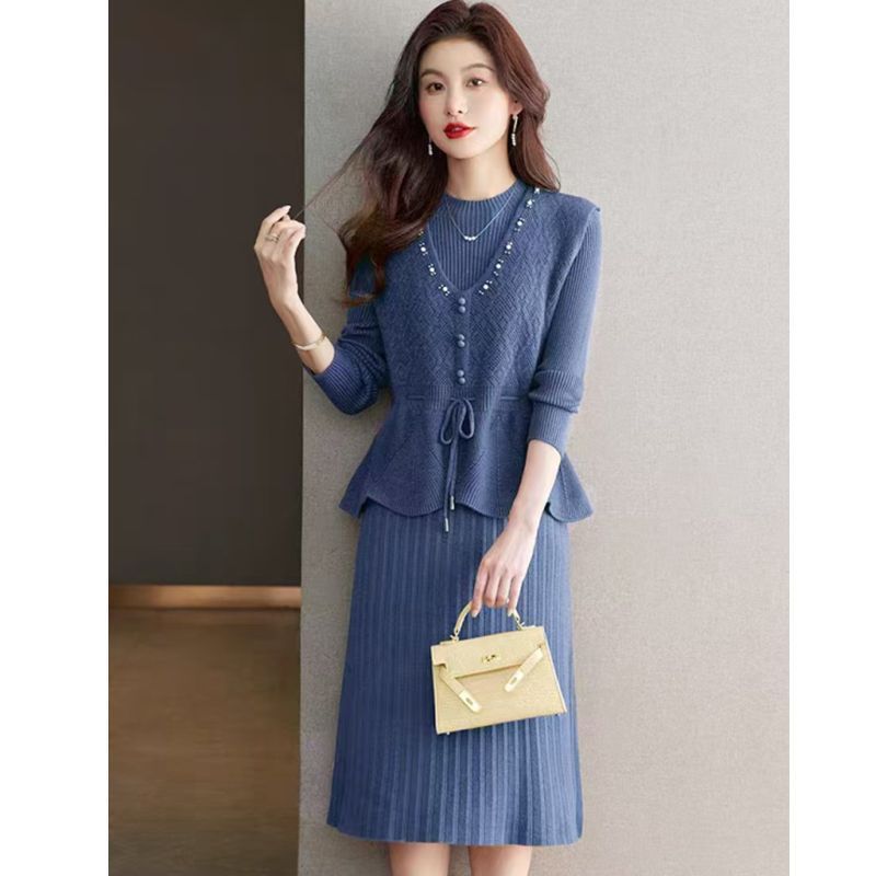 P vest knitted dress two-piece set