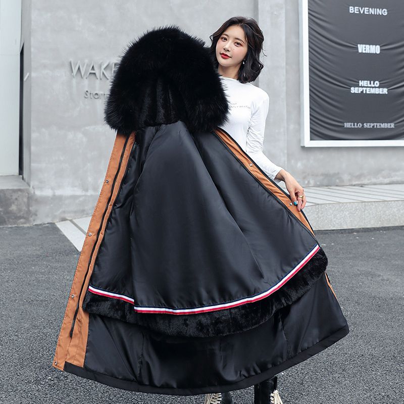 Dh-001Women's warm fur collar coat, detachable, suitable for winter spring Random collar colour - Mixbatch