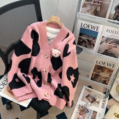 A knit sweater jacket