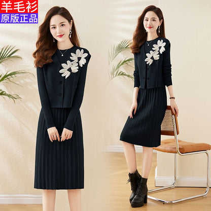 P wool sweater skirt two-piece dress