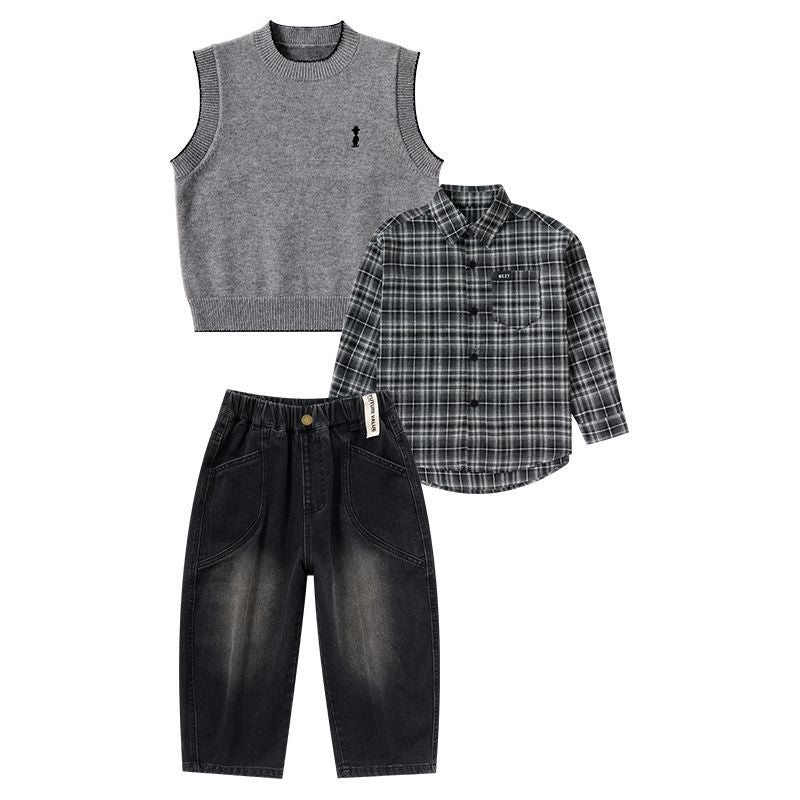 A Boys Autumn Children's Academy Set Three-piece Set (6-12 years old)