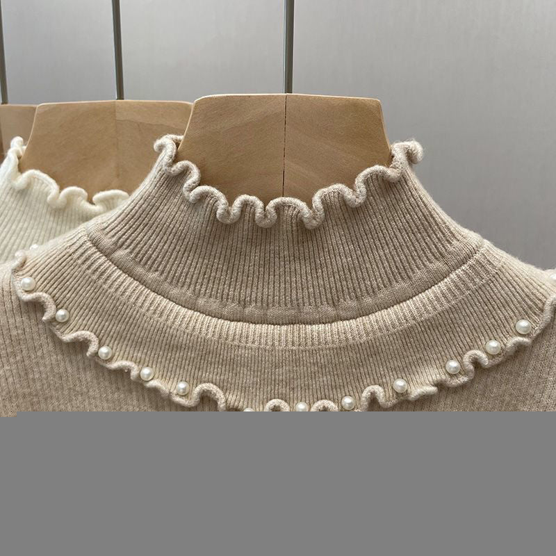 P thick plush sweater women's sweater ear high collar