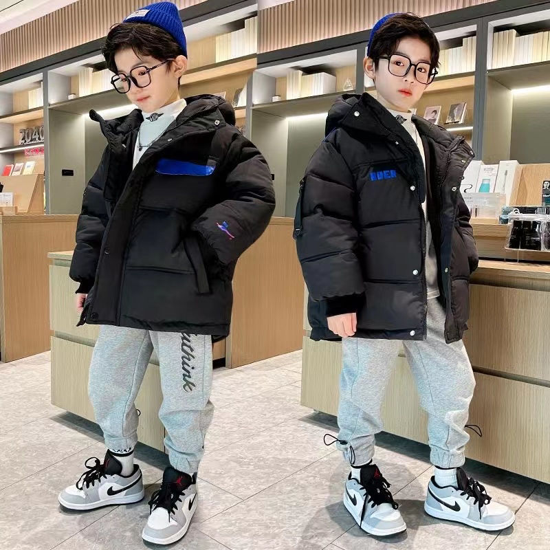 A children medium and older children thickened jacket winter boy Korean version of foreign style tide brand