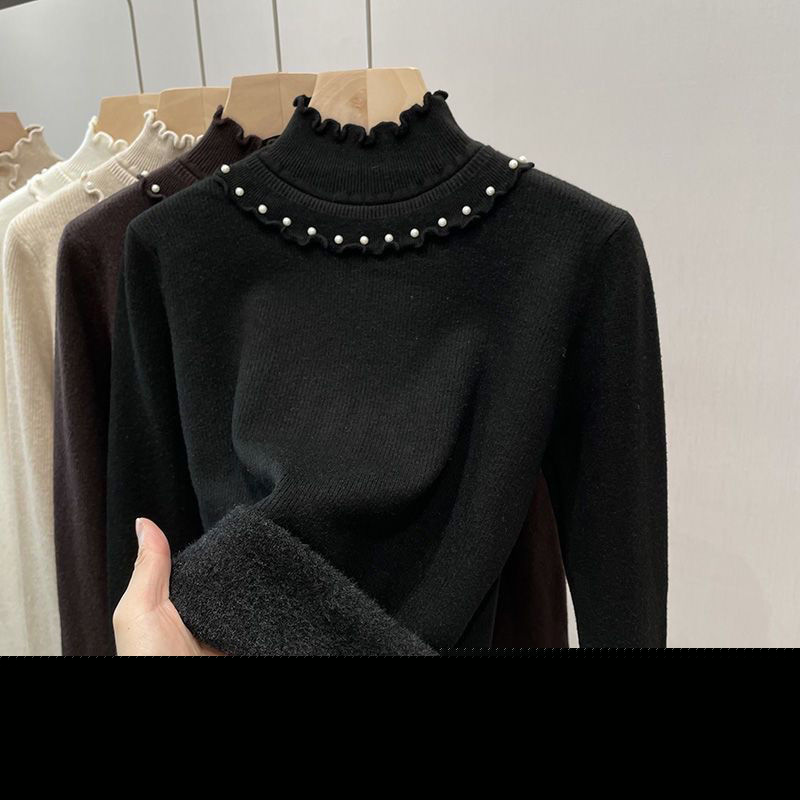 P thick plush sweater women's sweater ear high collar