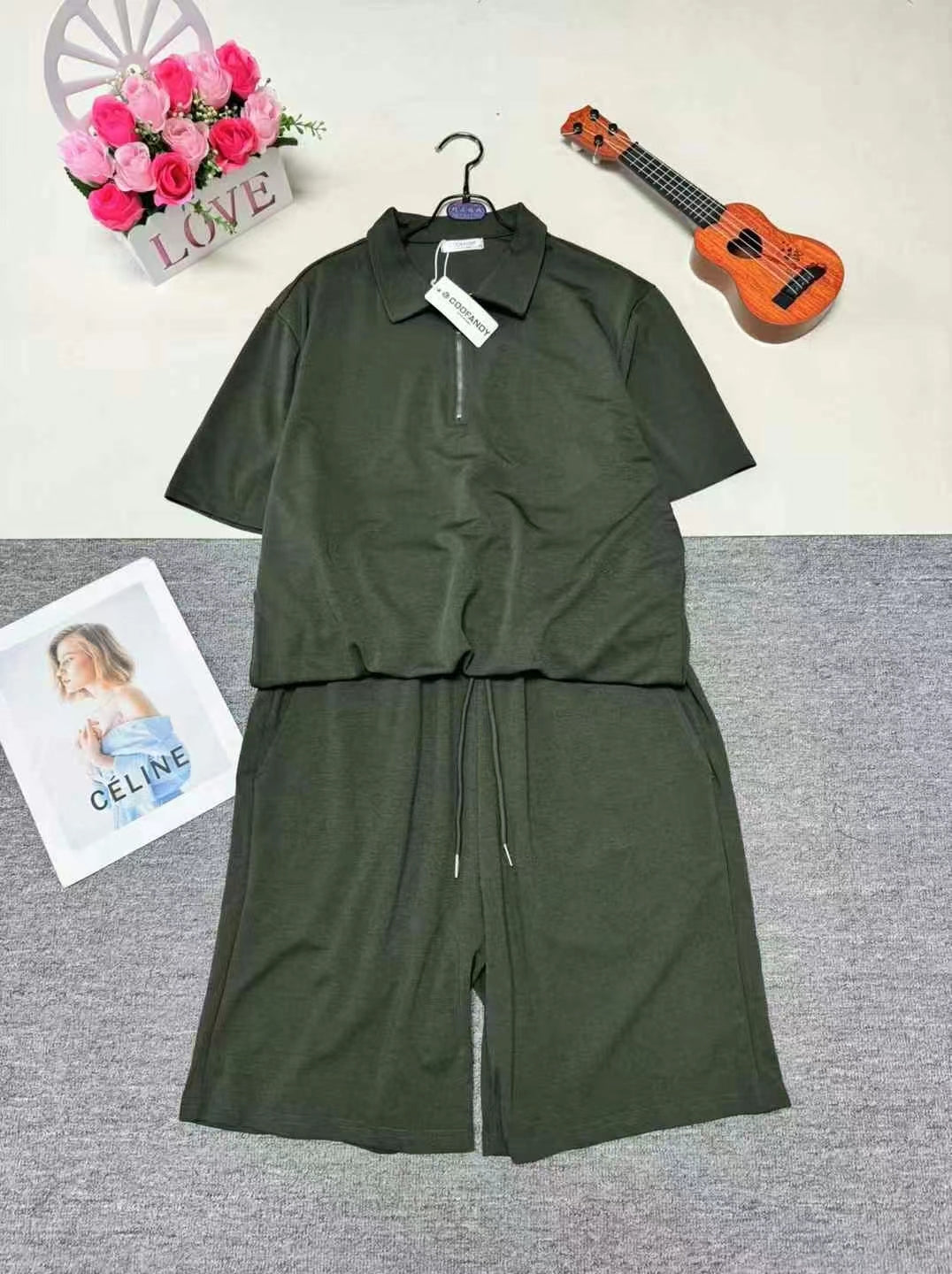 B2-m12 Summer sports suit Big size men's polo shirts a set of 2 pieces - Mixbatch