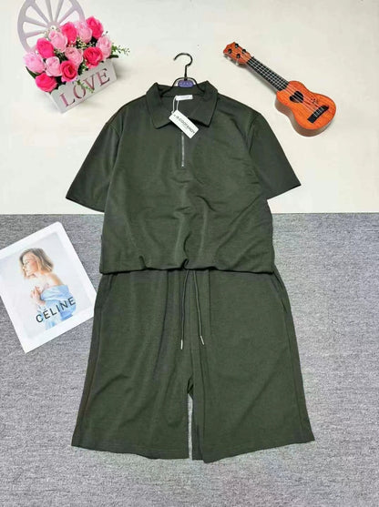 B2-m12 Summer sports suit Big size men's polo shirts a set of 2 pieces - Mixbatch